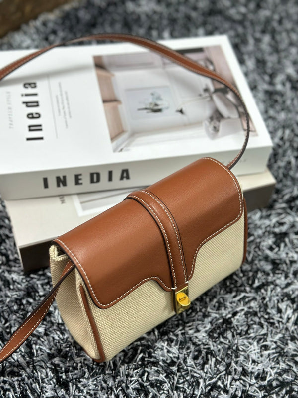 CLASSIC MINI 18 WHITE BROWN CALFSKIN