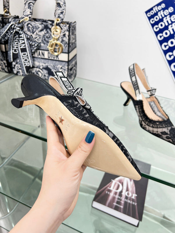 cd slingback pump 65 transparent mesh embroidered black flower moitf