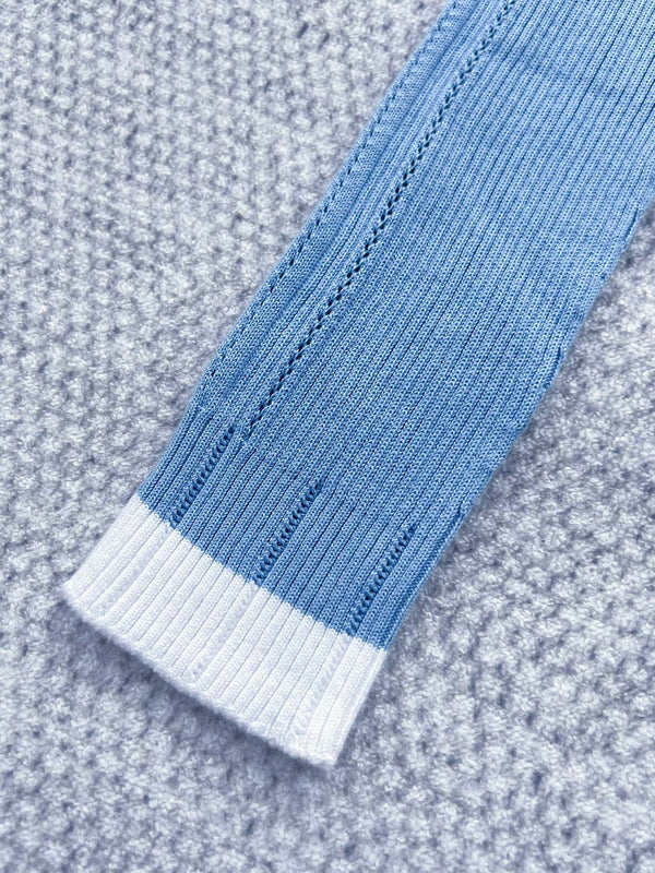 Cardigan en coton bleu CC