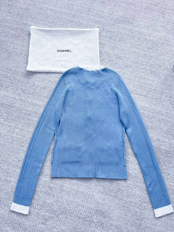 Cardigan en coton bleu CC