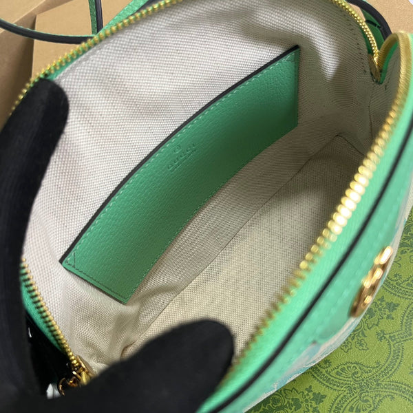 ophidia grande astuccio in tela monogramma beige verde 24 cm
