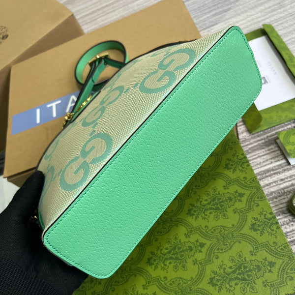 ophidia grande astuccio in tela monogramma beige verde 24 cm