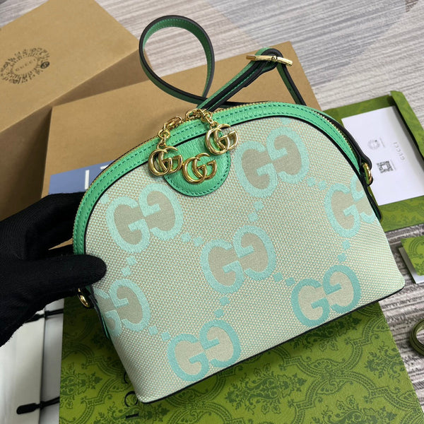 ophidia grande astuccio in tela monogramma beige verde 24 cm
