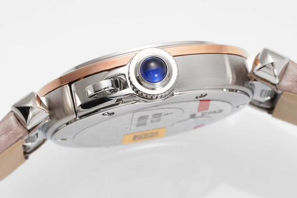 pasha 30mm quarzo oro rosa quadrante bianco pelle marrone chiaro