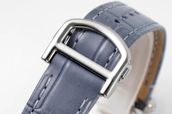 pasha 30mm quartz stainless steel white dial cloud blue leather