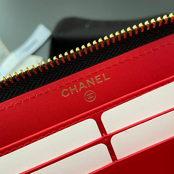 Portafoglio con cerniera CC 19 19 cm in pelle di vitello nera