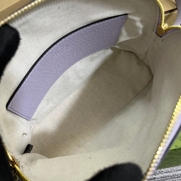 ophidia grande astuccio in tela monogramma beige viola 24 cm