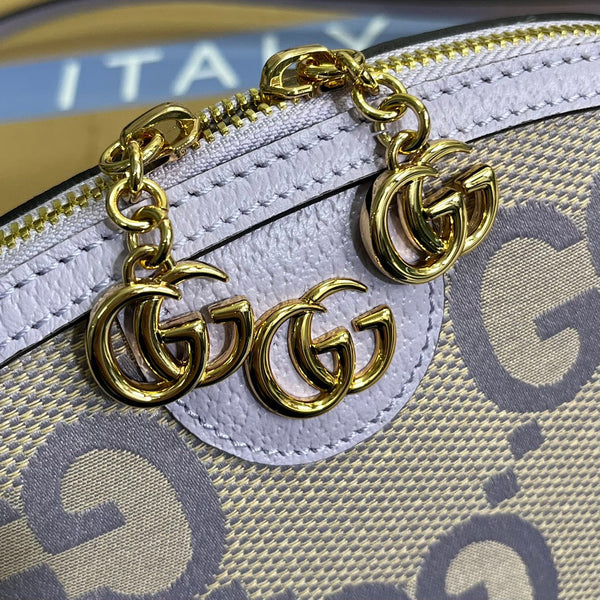 ophidia grande astuccio in tela monogramma beige viola 24 cm
