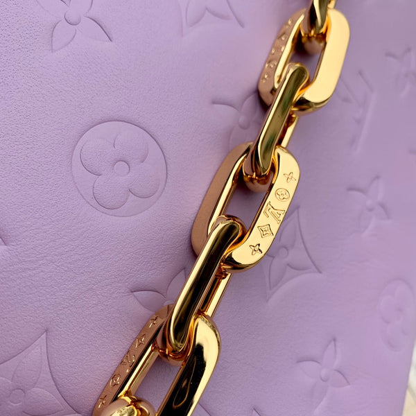 coussin pm 26 cm pelle di vitello stampata monogramma viola