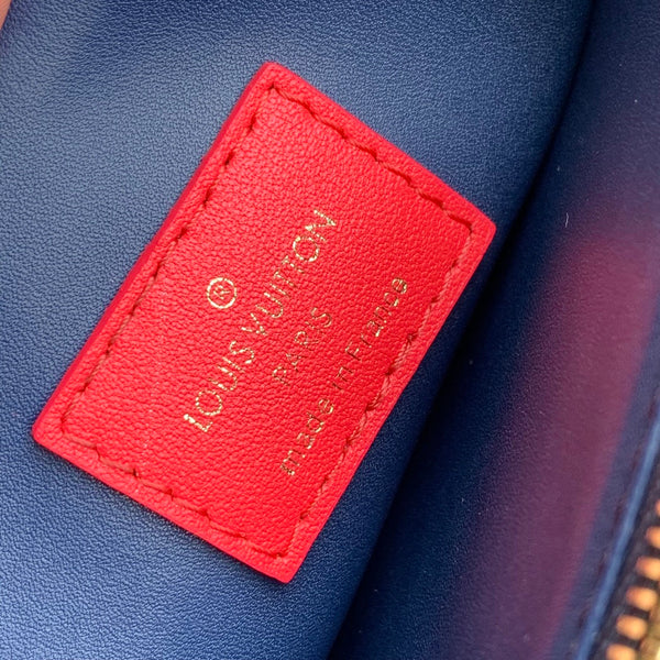 coussin pm 26 cm pelle di vitello stampata con monogramma rosso