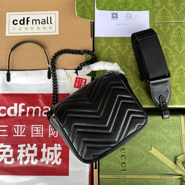 gg marmont mini 18cm all black calfskin