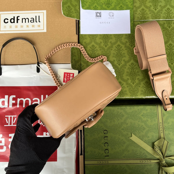 gg marmont mini 18cm all beige calfskin