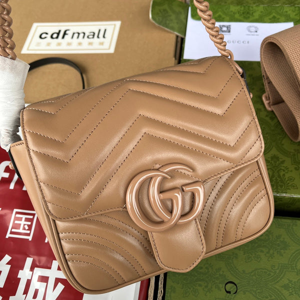 gg marmont mini 18cm all beige calfskin
