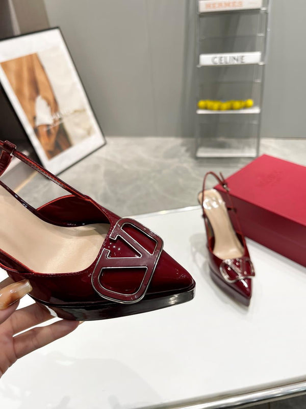 vlogo signature burgundy beige vitello slingback platform pump 120mm