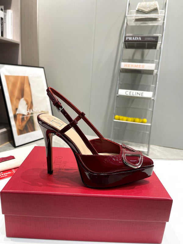 vlogo signature burgundy beige vitello slingback platform pump 120mm