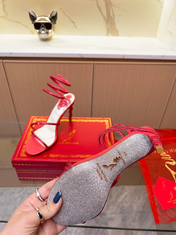 Strass creoli in seta rossa a forma di serpente RC Heavy Industry 251006