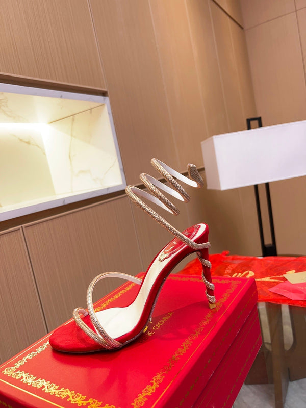 RC Heavy Industry Snake-Shape Red Gold Silk Creole Rhinestones 251009