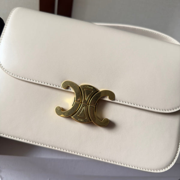 classique triomphe 22 cream calfskin gold hardware