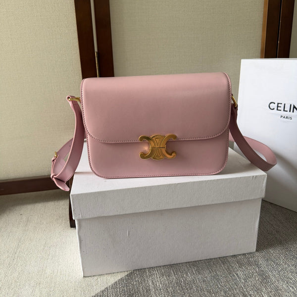 classico triomphe 22 hardware in pelle di vitello rosa oro