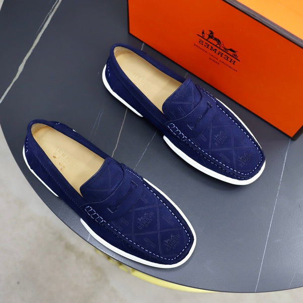 MOCASSINO HM GUILLAUME IN CAMOSCIO BLU MARINO