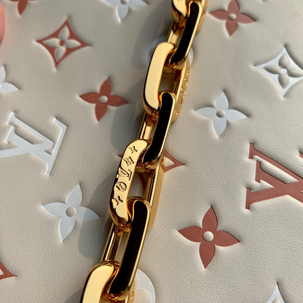 coussin pm 26cm crema rosso bianco monogramma impresso pelle di vitello