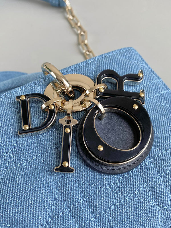 BORSA D-JOY 22 IN DENIM MACROCANNAGE AZZURRO