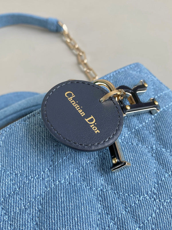 BORSA D-JOY 22 IN DENIM MACROCANNAGE AZZURRO