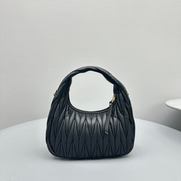 MINI BORSA HOBO 20 IN PELLE DI AGNELLO NERA