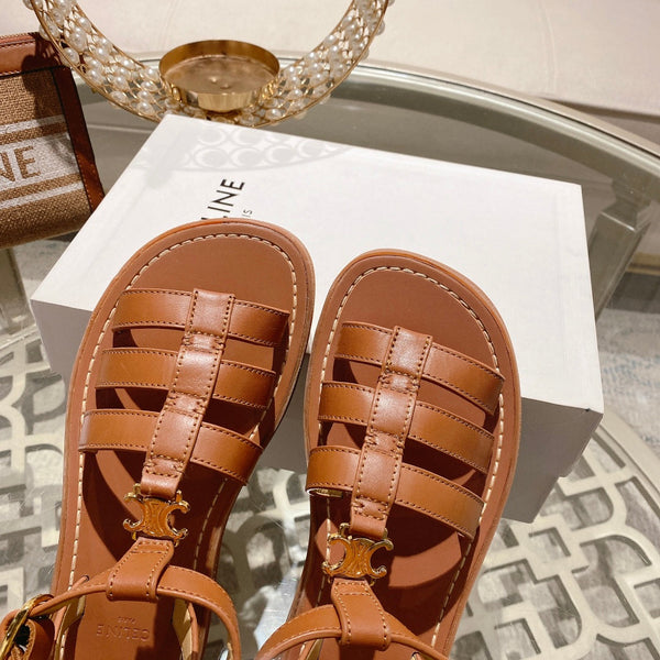 CL Clea Triomphe Gladiator Sandal 40mm Tan Calfskin 600377
