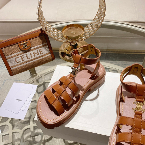 CL Clea Triomphe Gladiator Sandal 40mm Tan Calfskin 600377