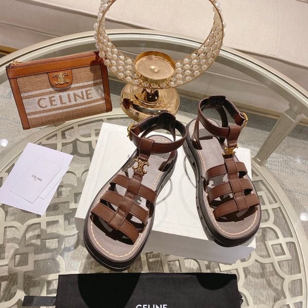 CL Clea Triomphe Gladiator Sandal 40mm Brown Calfskin 600375