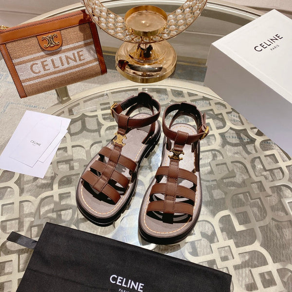 CL Clea Triomphe Gladiator Sandal 40mm Brown Calfskin 600375