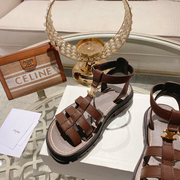 CL Clea Triomphe Gladiator Sandal 40mm Brown Calfskin 600375