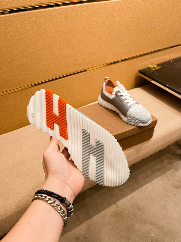 HM Men's Depart Slip-on Sneaker Grey Knit Cowhide 263682