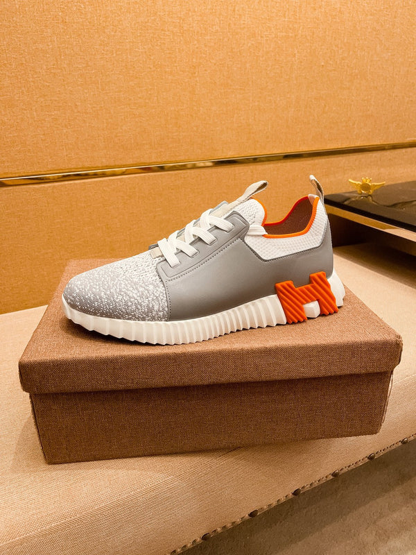 HM Men's Depart Slip-on Sneaker Grey Knit Cowhide 263682