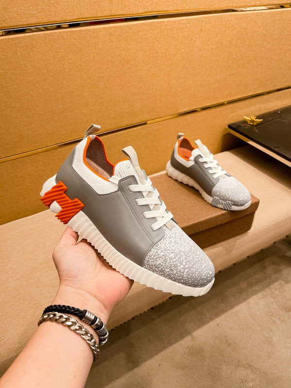 HM Men's Depart Slip-on Sneaker Grey Knit Cowhide 263682