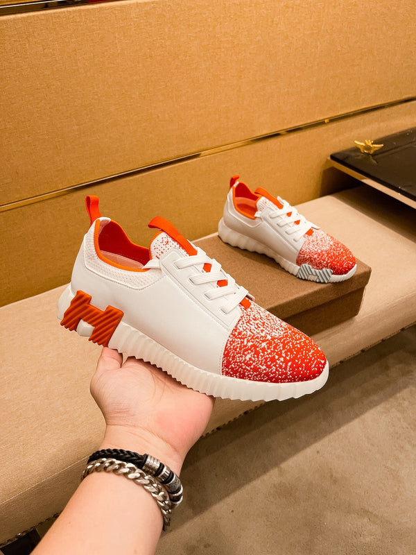 HM Men's Depart Slip-on Sneaker Black Red Cowhide 920357