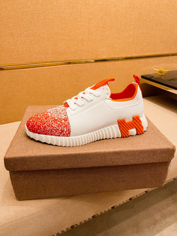 HM Men's Depart Slip-on Sneaker Black Red Cowhide 920357