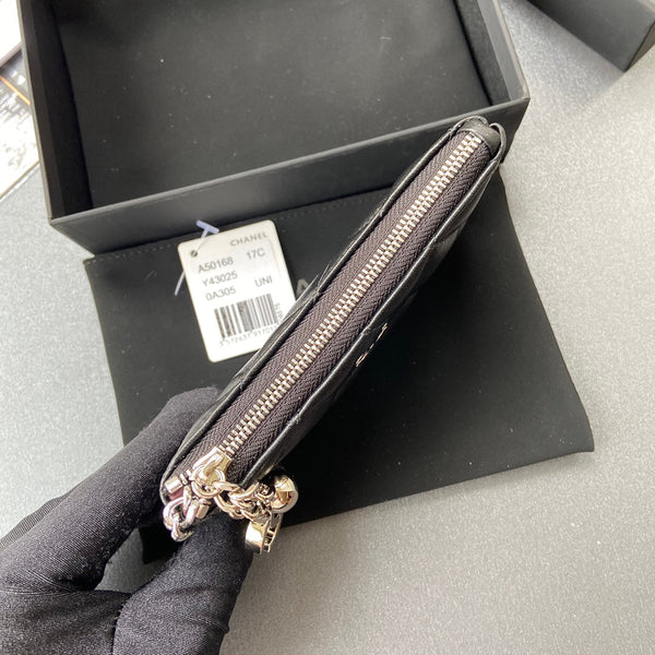 CC A50168 Keyring Cardholder Black Sheepskin Sliver Steel 229703