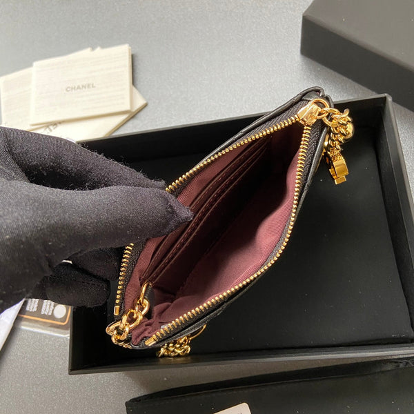 CC A50168 Keyring Cardholder Black Sheepskin GHW 229705