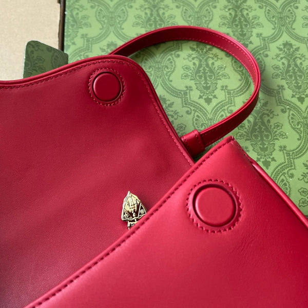 BORSA A TRACOLLA STILE EQUESTRE 21 IN PELLE DI VITELLO NERA E ROSSA CON FERRAMENTA ORO