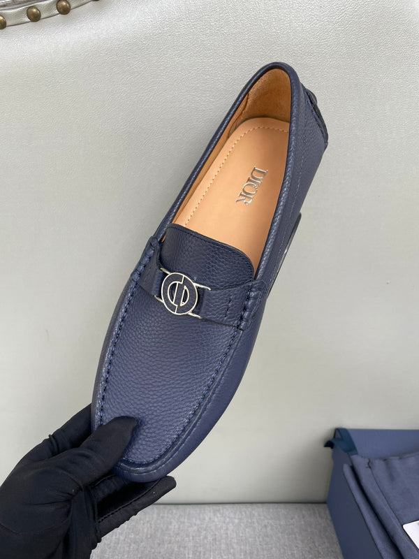 CD JUAL ICON BUCKLE LOAFER NAVY GRAINED CALFSKIN