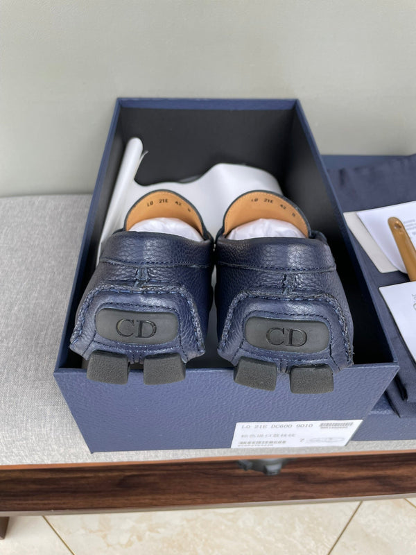 CD JUAL ICON BUCKLE LOAFER NAVY GRAINED CALFSKIN