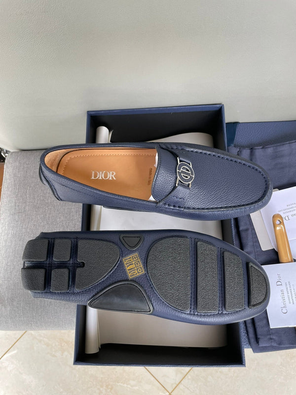 CD JUAL ICON BUCKLE LOAFER NAVY GRAINED CALFSKIN