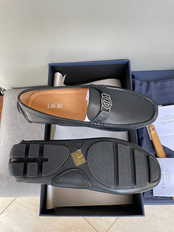 CD JUAL ICON BUCKLE LOAFER BLACK CALFSKELLE