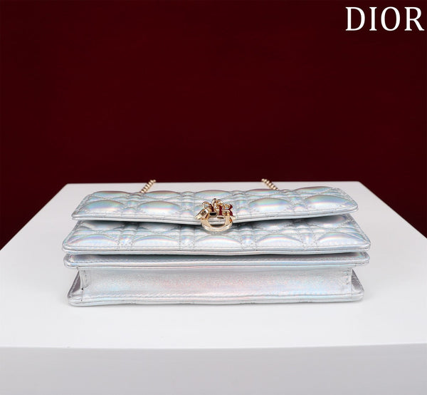 my cd mini 21 silver metalic lambskin