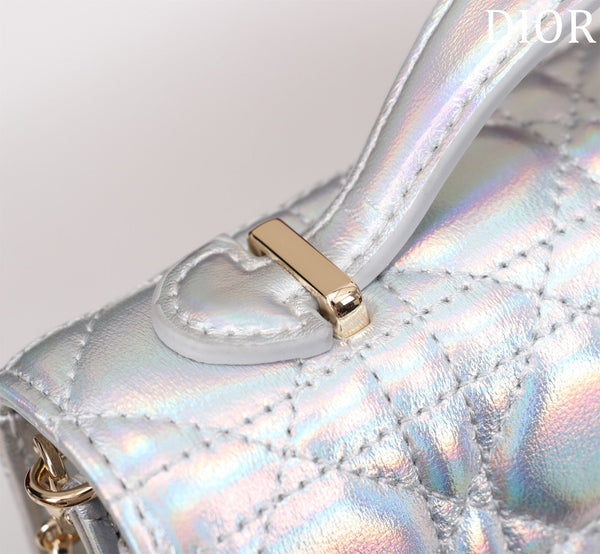 my cd mini 21 silver metalic lambskin