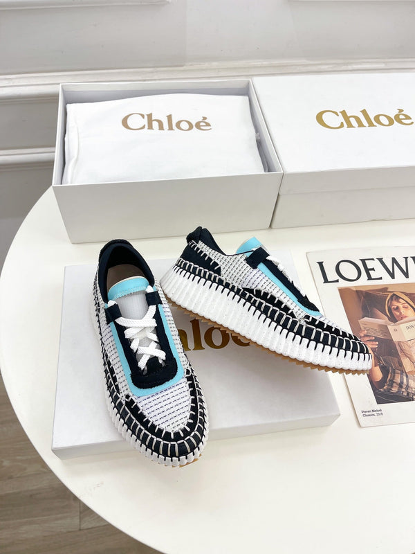 CHLOÉ NAMA SNEAKER IN BLACK MIX COLORFUL SPECIAL FABRIC