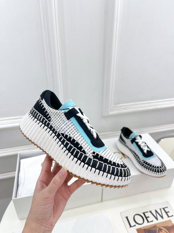 CHLOÉ NAMA SNEAKER IN BLACK MIX COLORFUL SPECIAL FABRIC