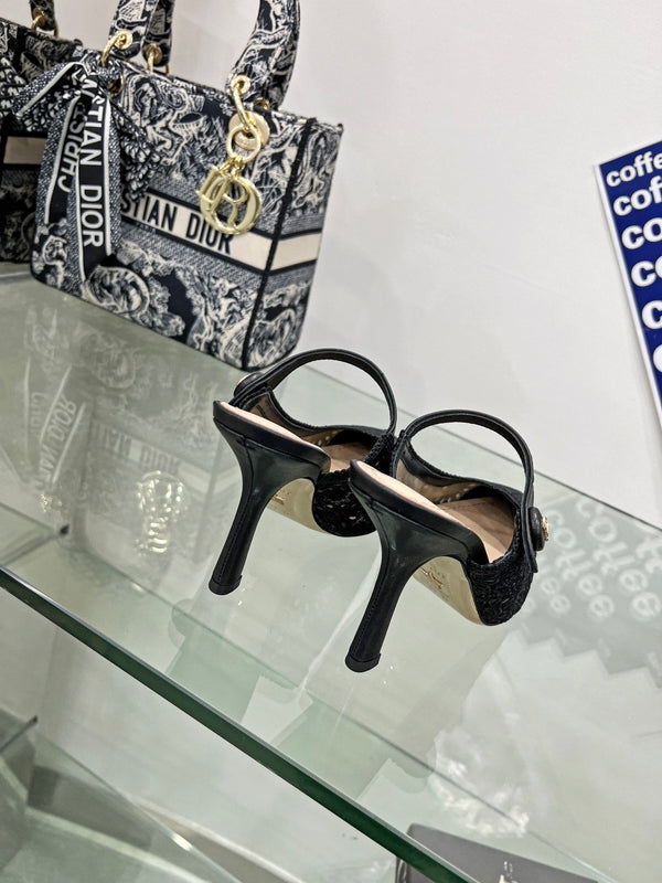 cd pump 95 transparent mesh embroidered black flower moitf